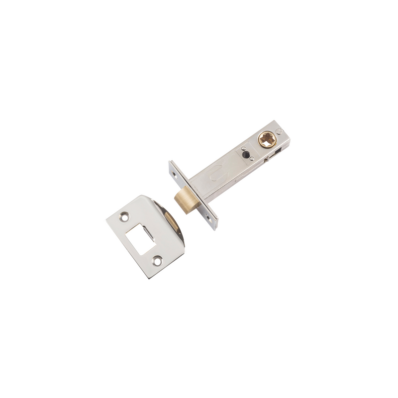 Tube Latch - Split Cam Hard Sprung Polished Nickel 70mm