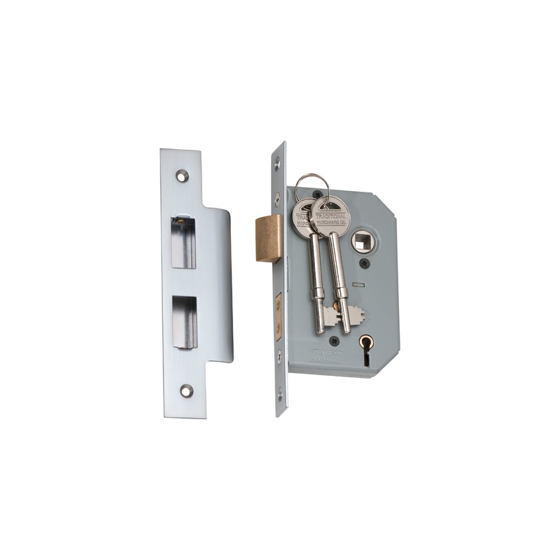 5 Lever Mortice Lock Satin Chrome 46mm