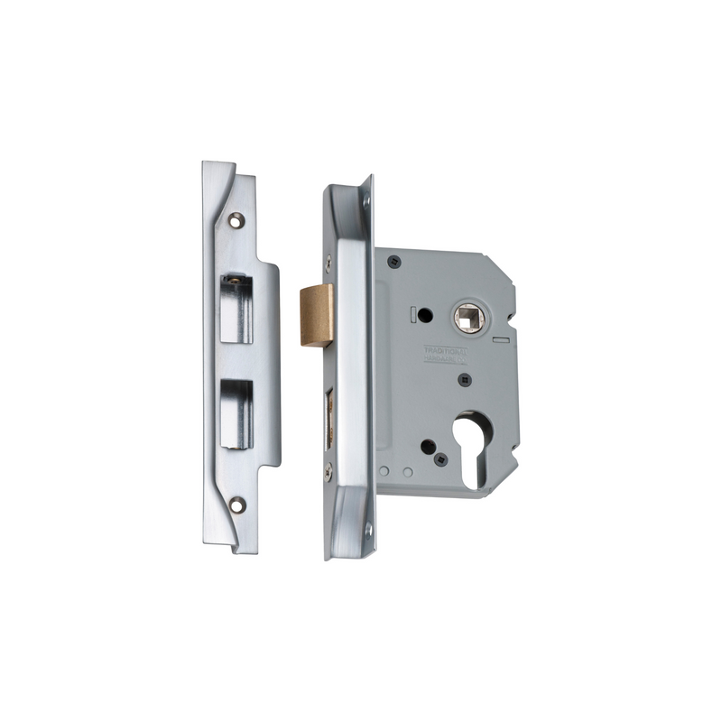 Rebated Euro Mortice Lock Satin Chrome 57mm