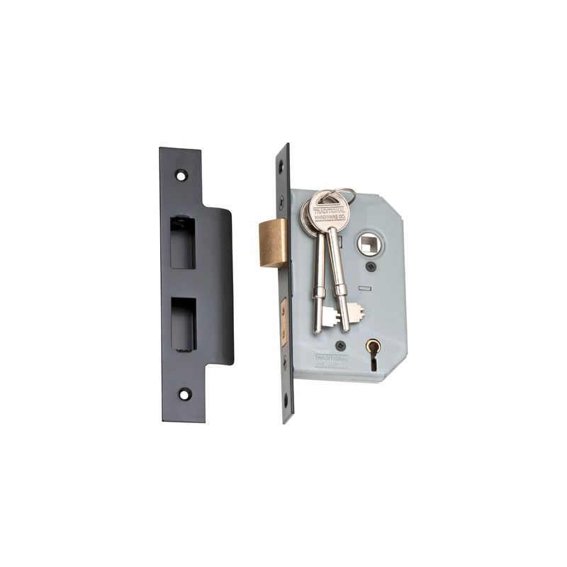 5 Lever Mortice Lock Matt Black 46mm