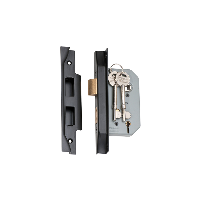 Rebated 5 Lever Mortice Lock Matt Black 46mm