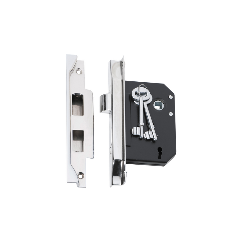 Rebated 3 Lever Mortice Lock Polished Chrome 57mm