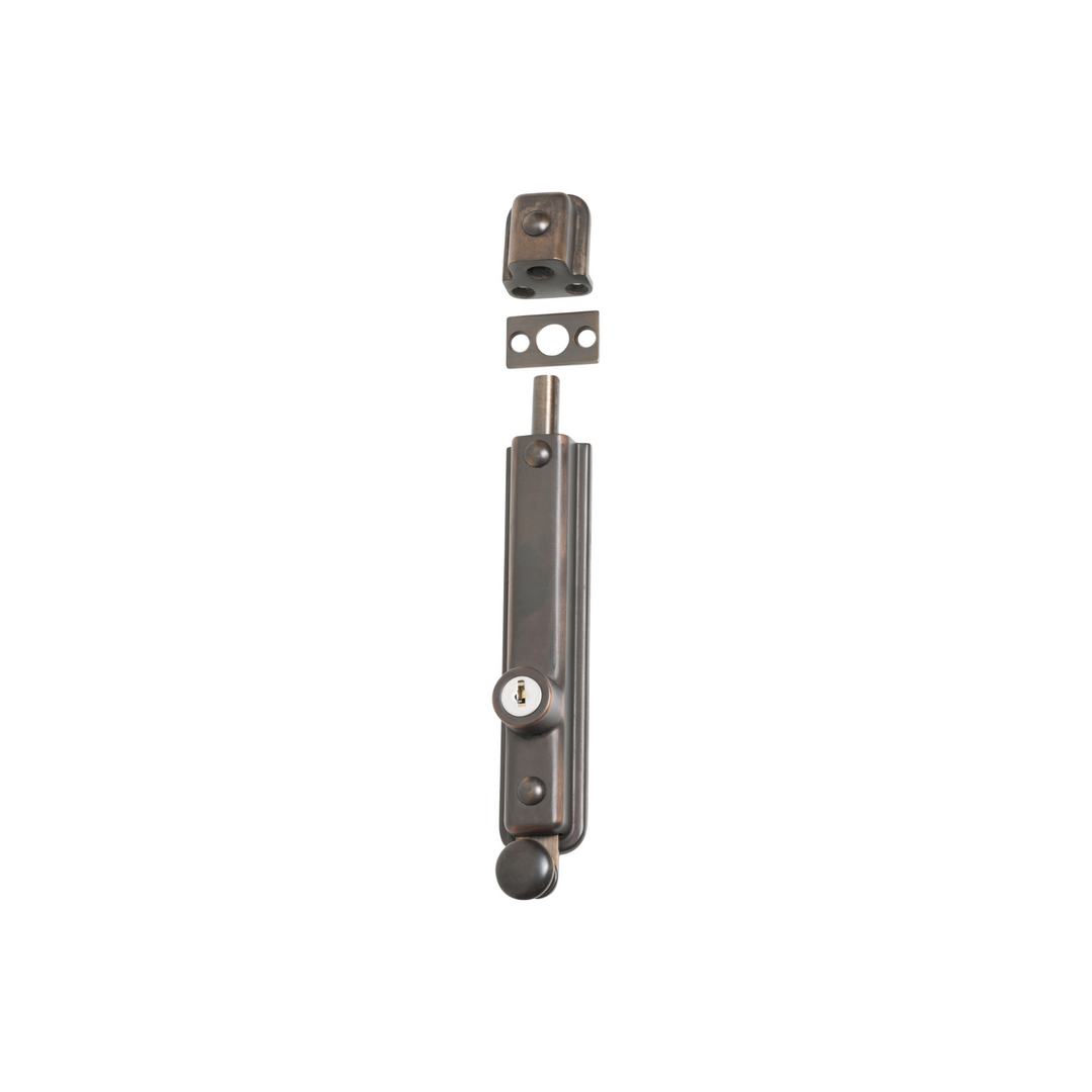 Surface Mounted Bolt - Key Operated Antique Brass