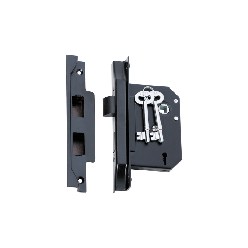 Rebated 3 Lever Mortice Lock Matt Black 57mm