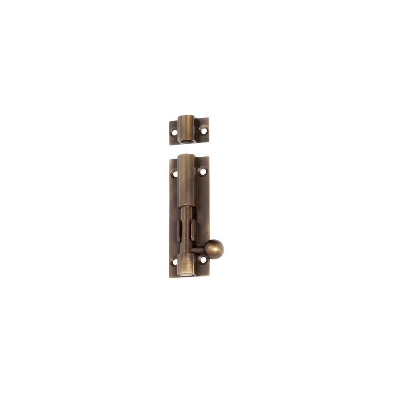 Barrel Bolt Antique Brass 75mm