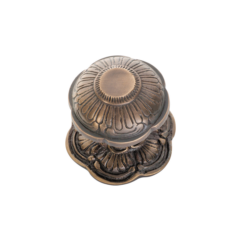 Ornate Centre Door Knob Antique Brass