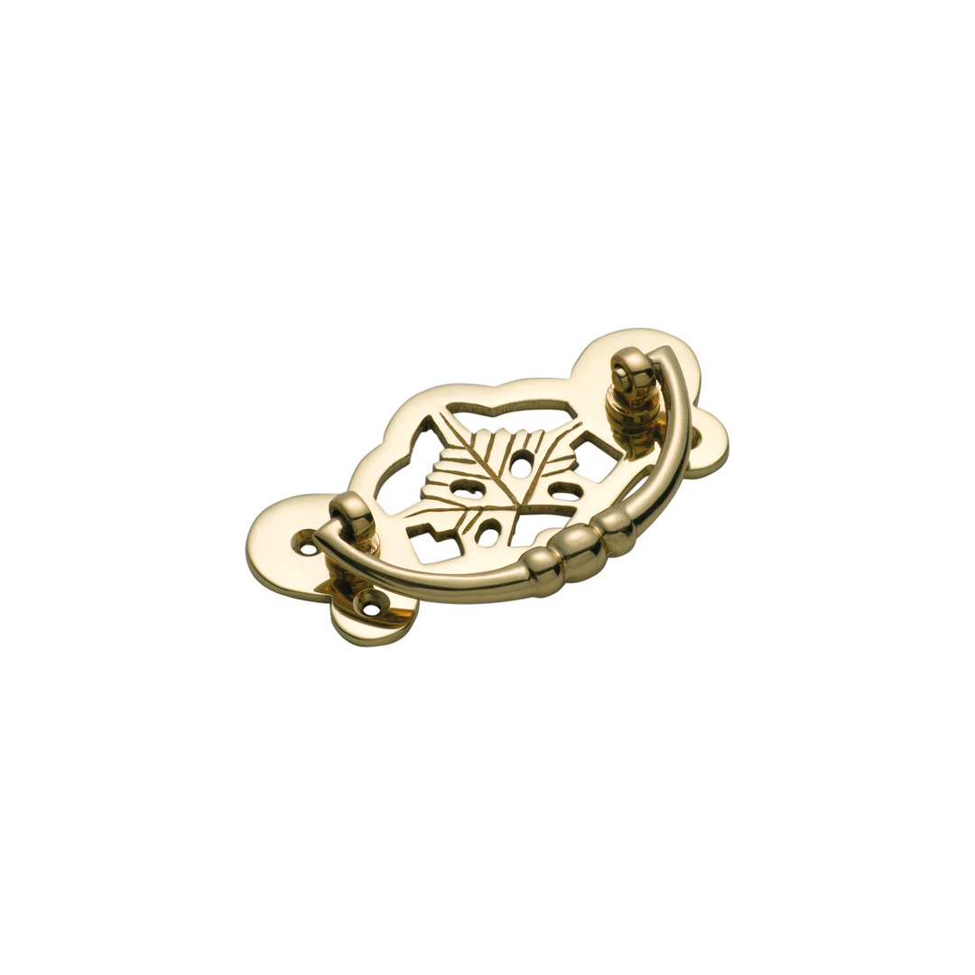 Cabinet Handle - Maple Leaf Large Polished Brass