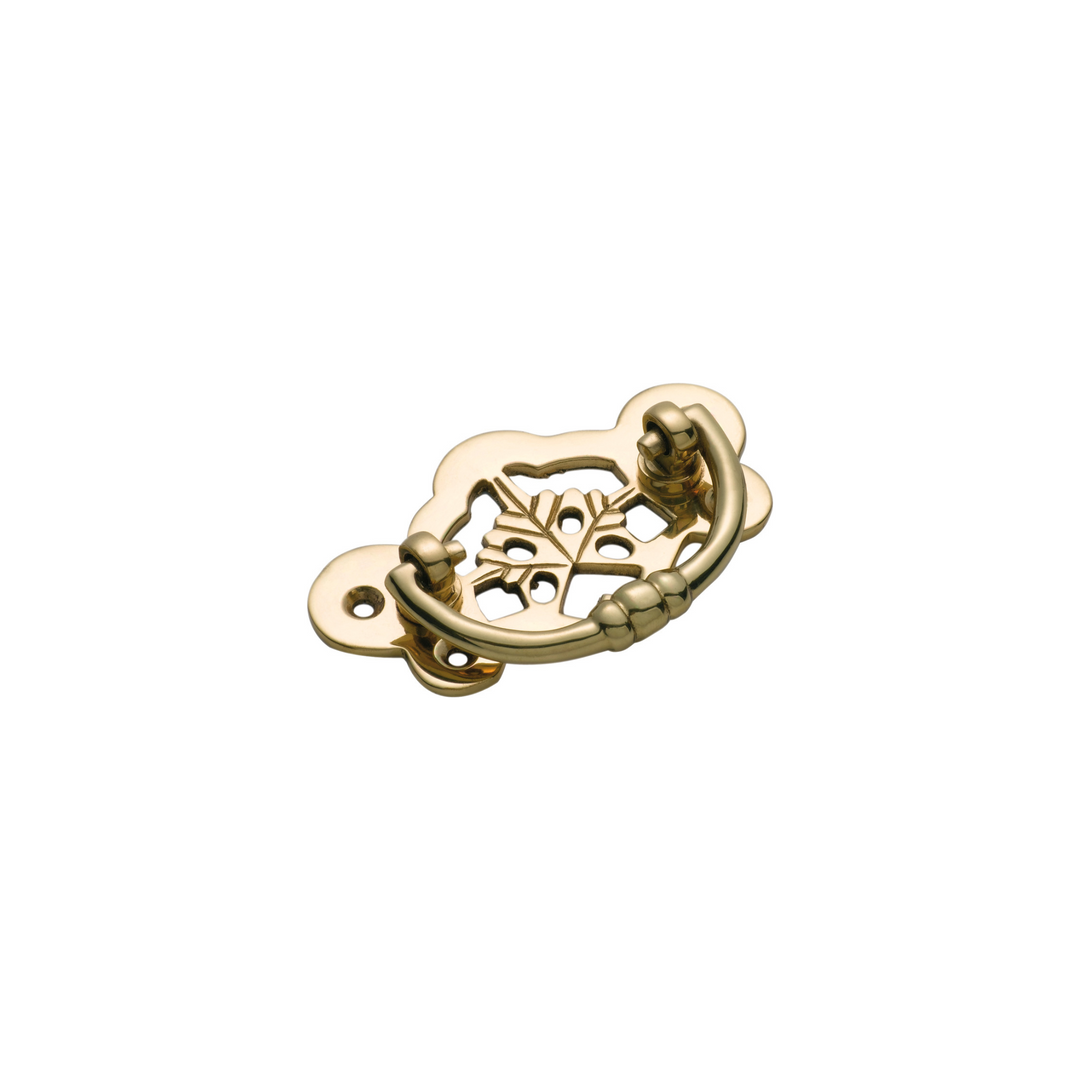 Cabinet Handle - Maple Leaf Small Polished Brass