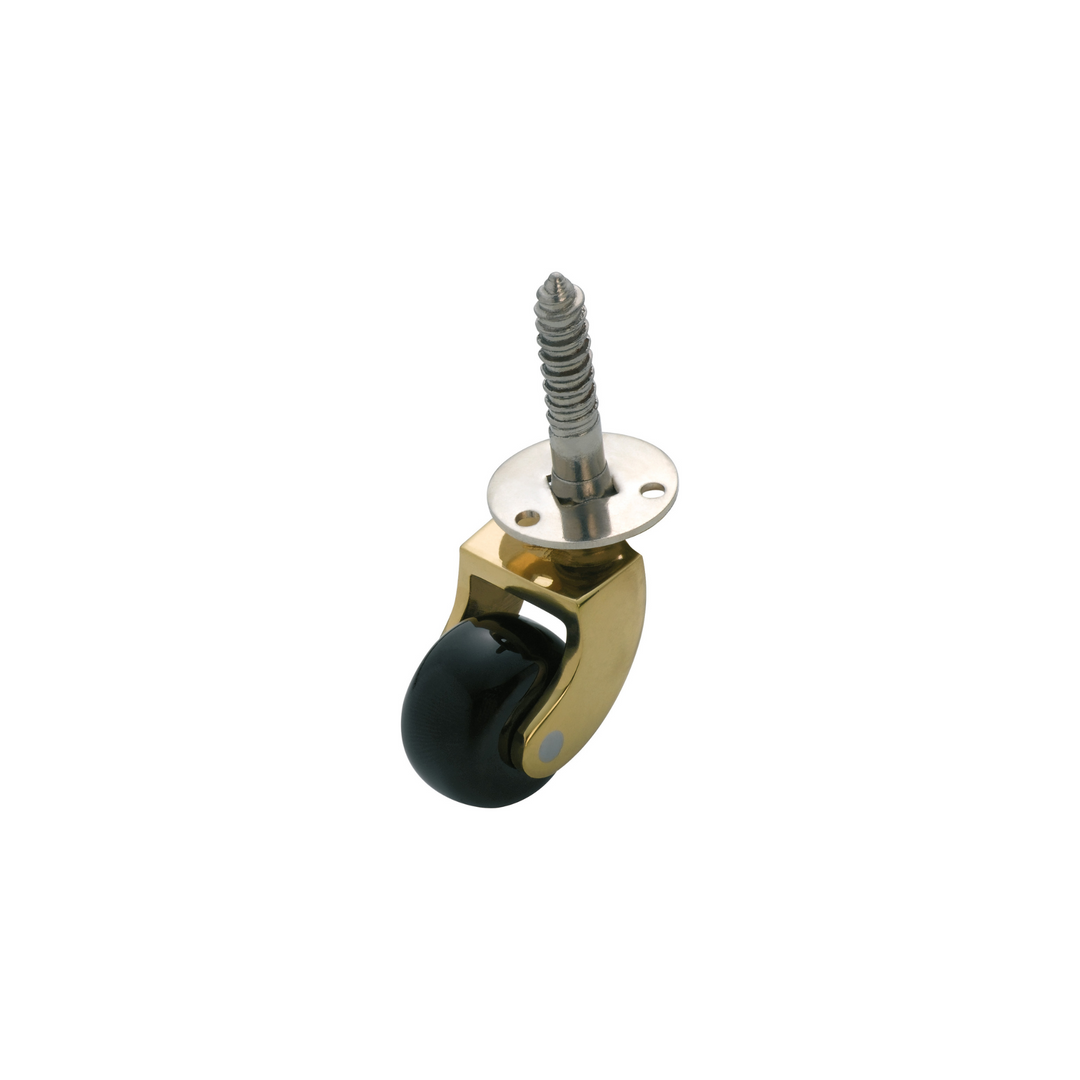 Castor - Screw Plate Brown Porcelain/Polished Brass 25mm