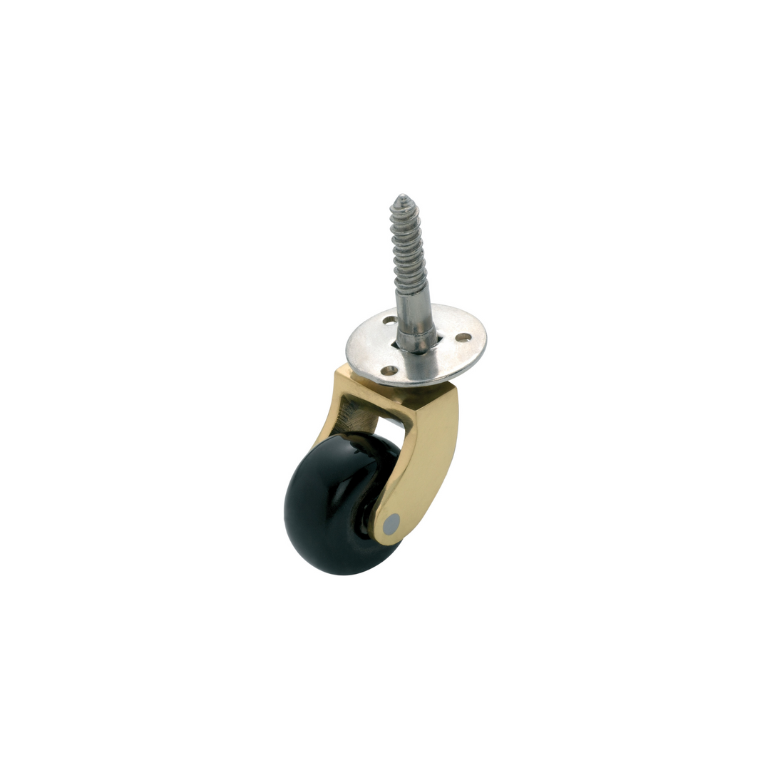 Castor - Screw Plate Brown Porcelain/Polished Brass 32mm