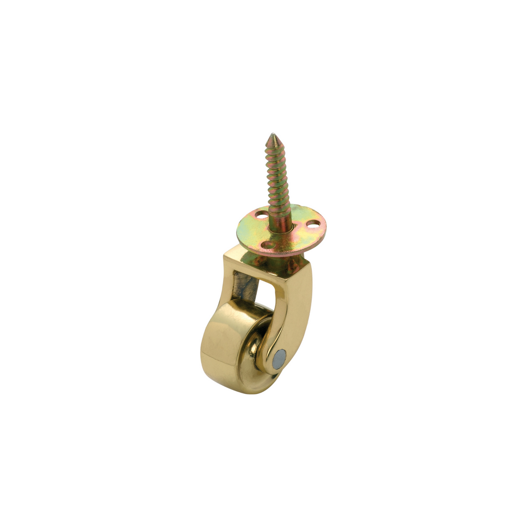 Castor - Screw Plate Polished Brass 25mm