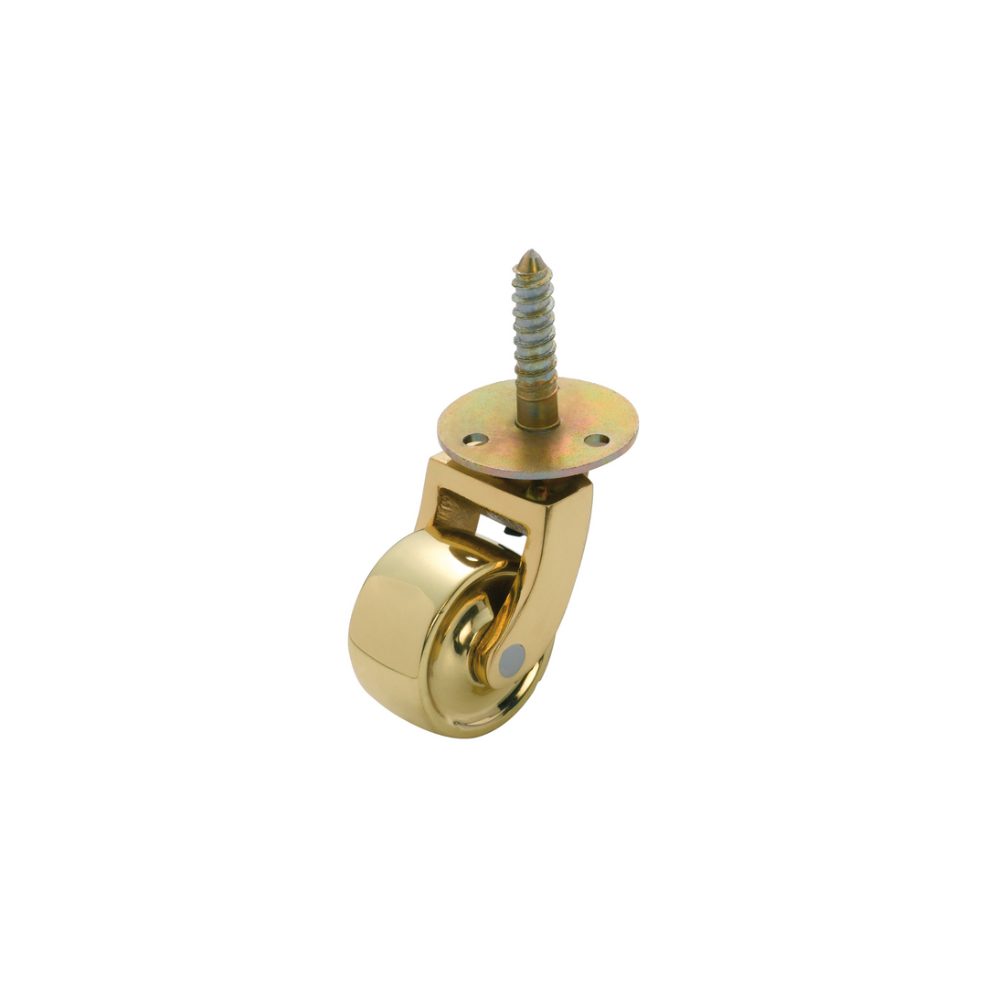 Castor - Screw Plate Polished Brass 32mm