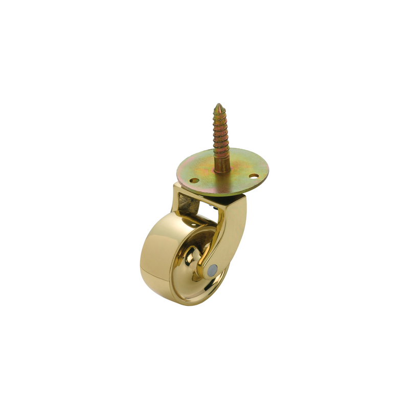 Castor - Screw Plate Polished Brass 38mm