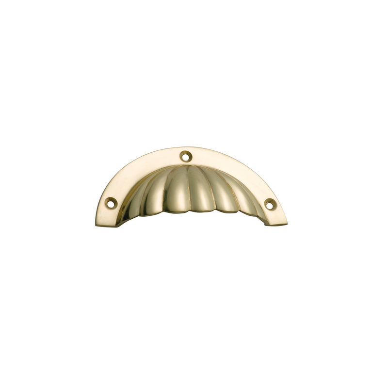 Drawer Pull Fluted Cast Polished Brass