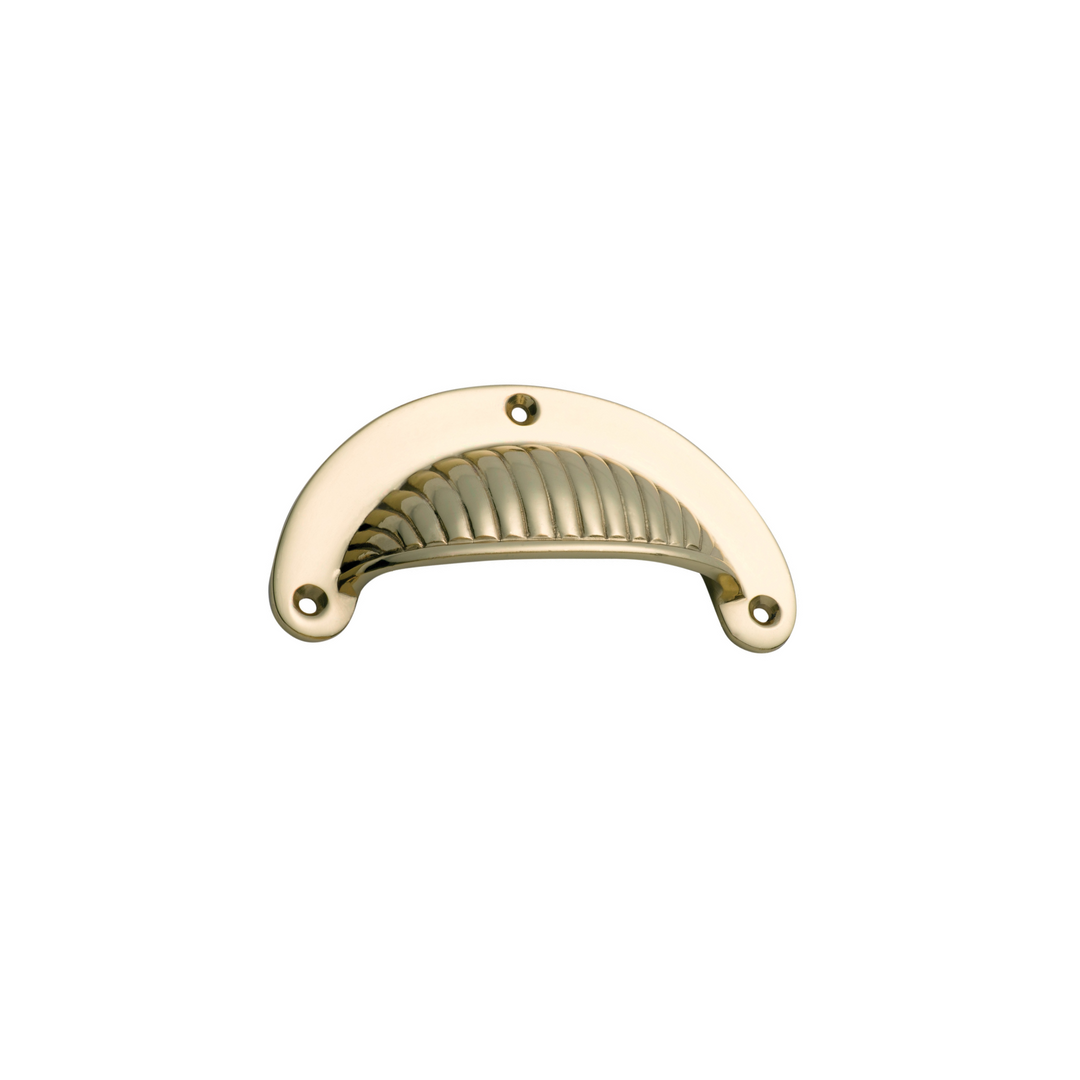 Drawer Pull Fluted Round Polished Brass