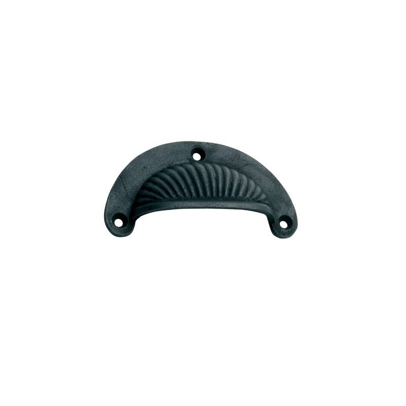 Drawer Pull Fluted Iron Round Matt Black