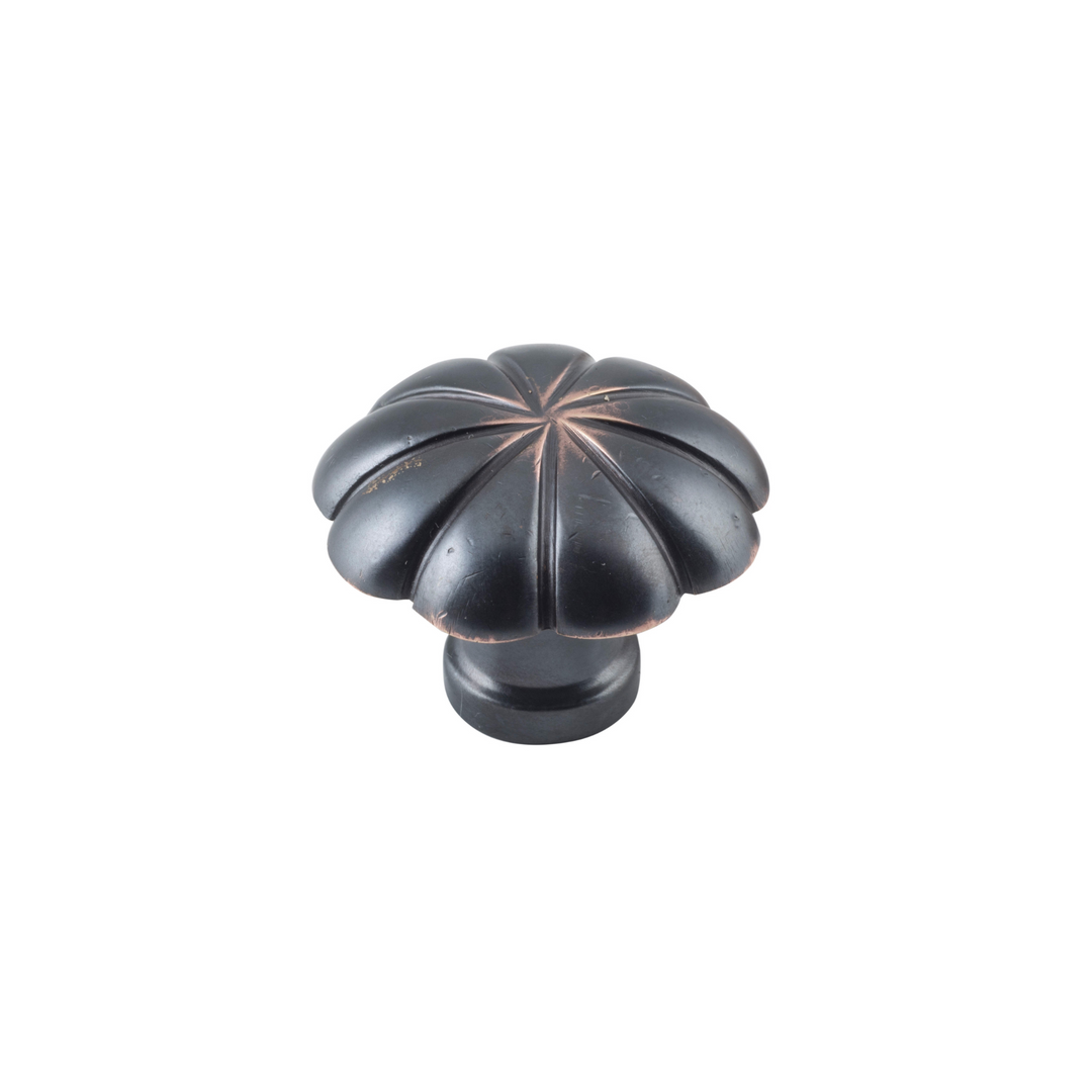Cupboard Knob Fluted Antique Copper 35mm