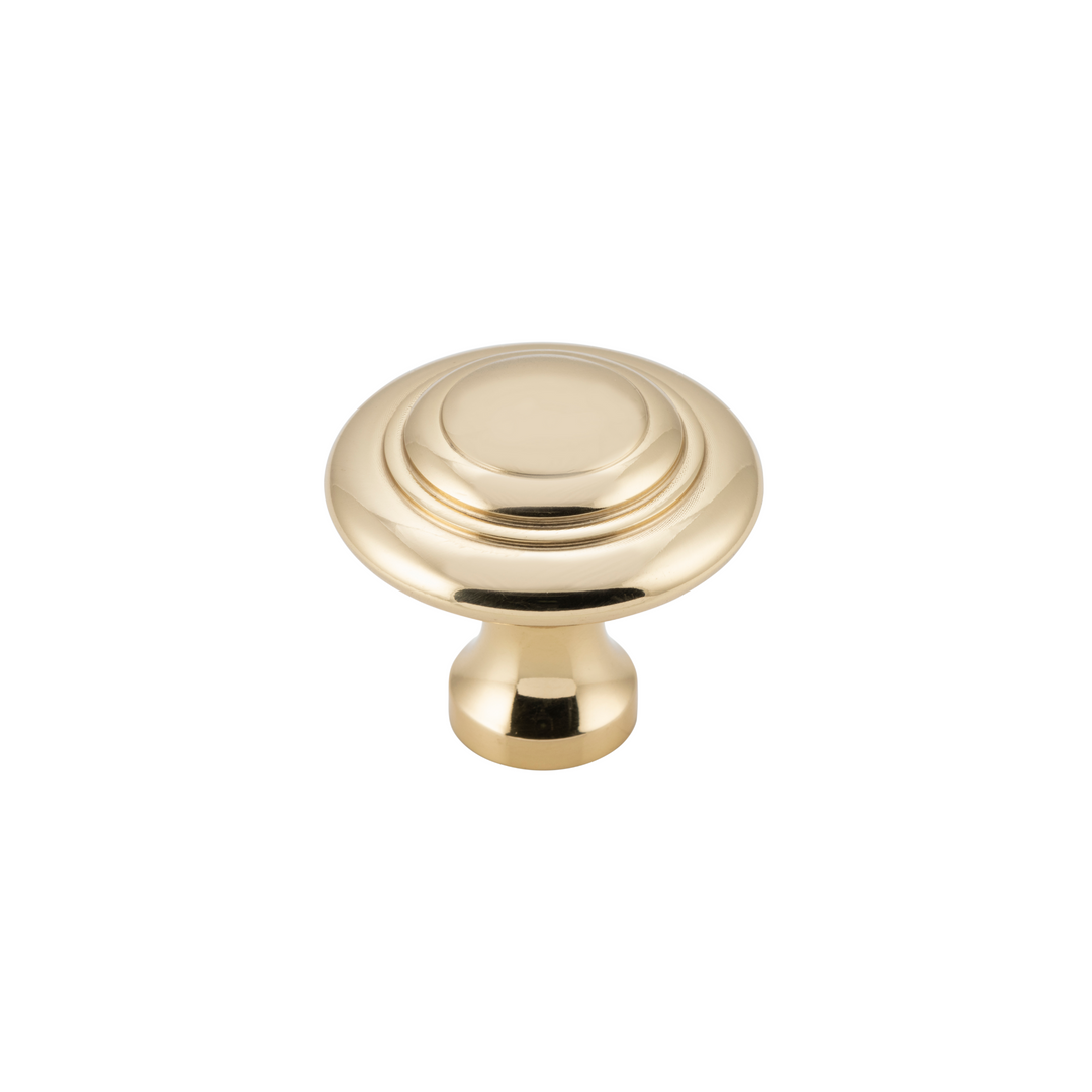 Cupboard Knob Domed Polished Brass 32mm