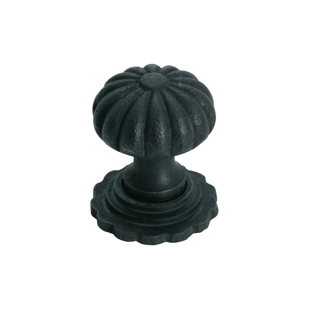 Cupboard Knob Fluted with Backplate Matt Black 32mm