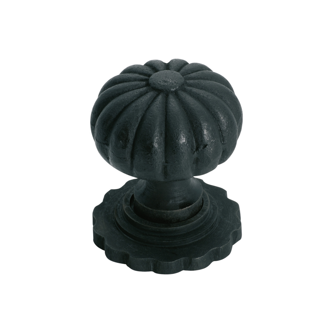 Cupboard Knob Fluted with Backplate Matt Black 38mm