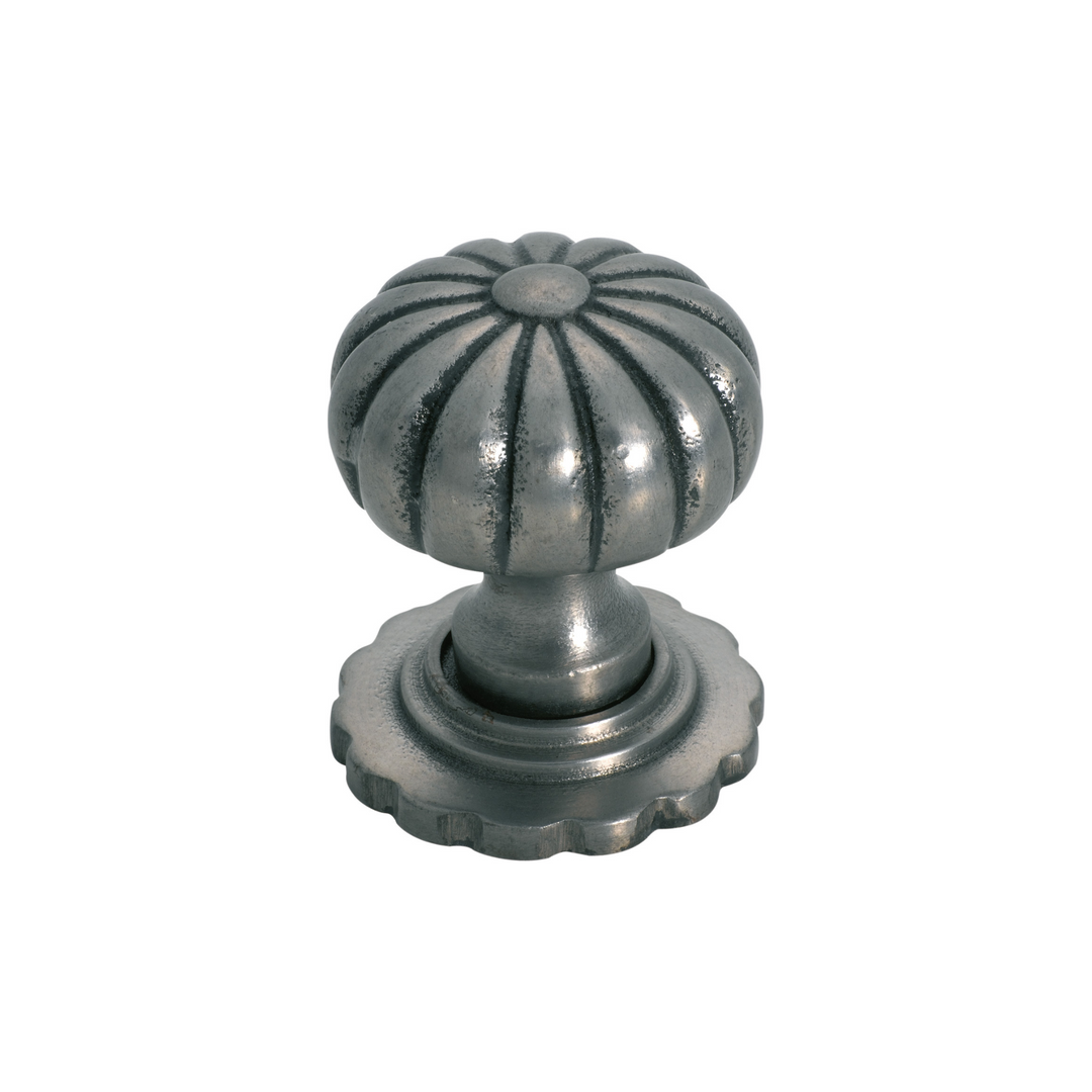 Cupboard Knob Fluted with Backplate Polished Metal 32mm