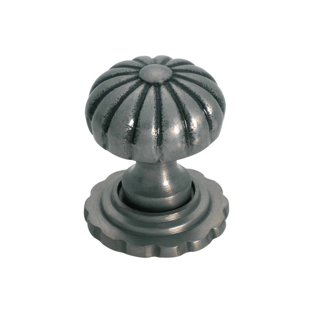 Cupboard Knob Fluted with Backplate Polished Metal 38mm