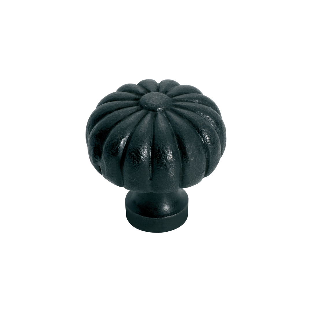 Cupboard Knob Fluted Matt Black 38mm
