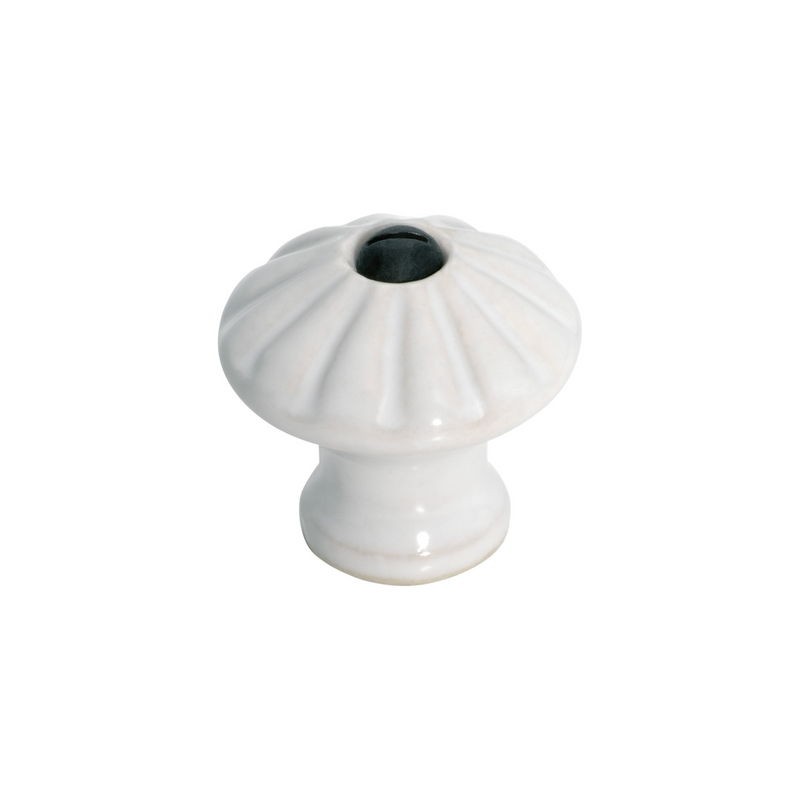 Porcelain Knob Fluted - Face Fix White 35mm