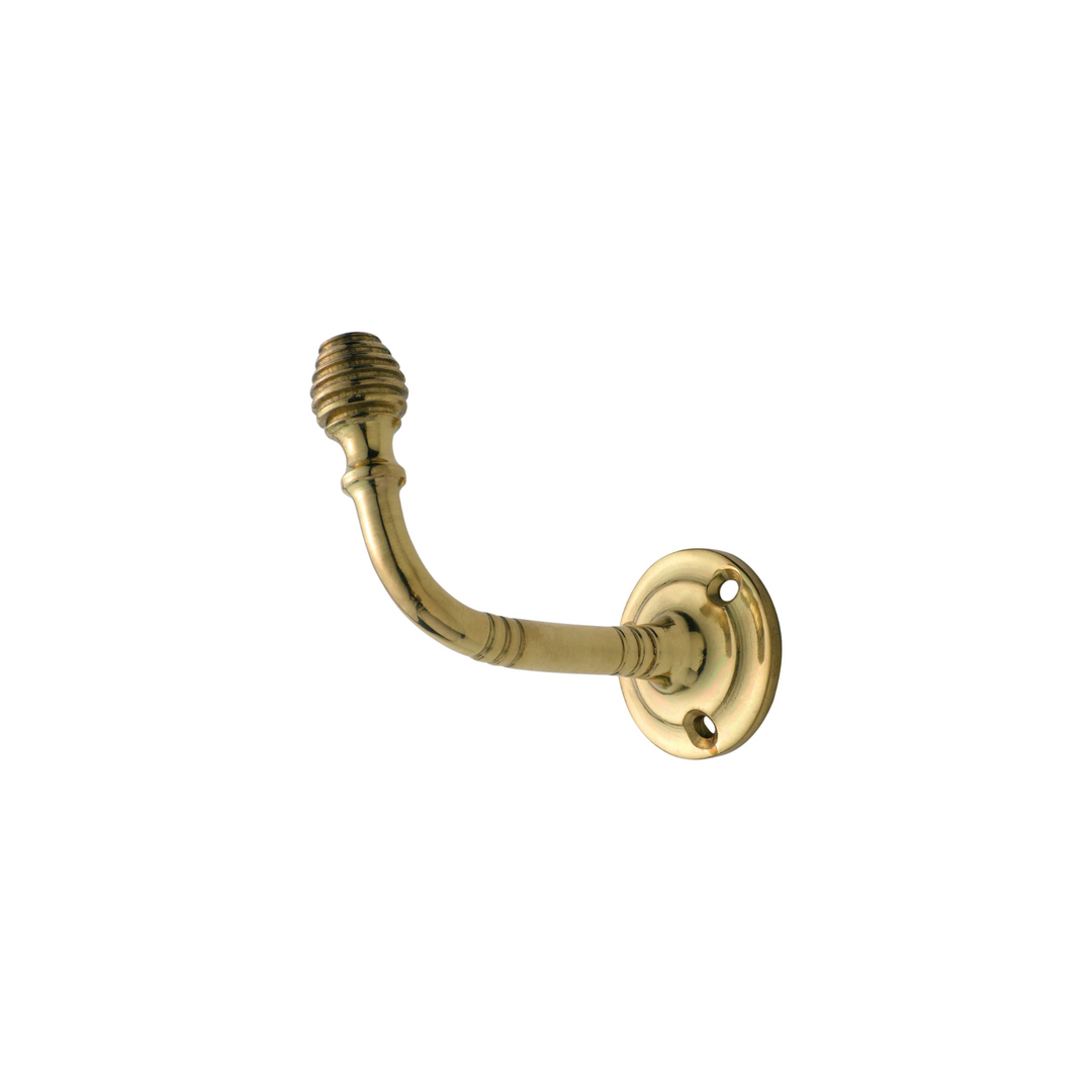 Robe Hook - Reeded Polished Brass