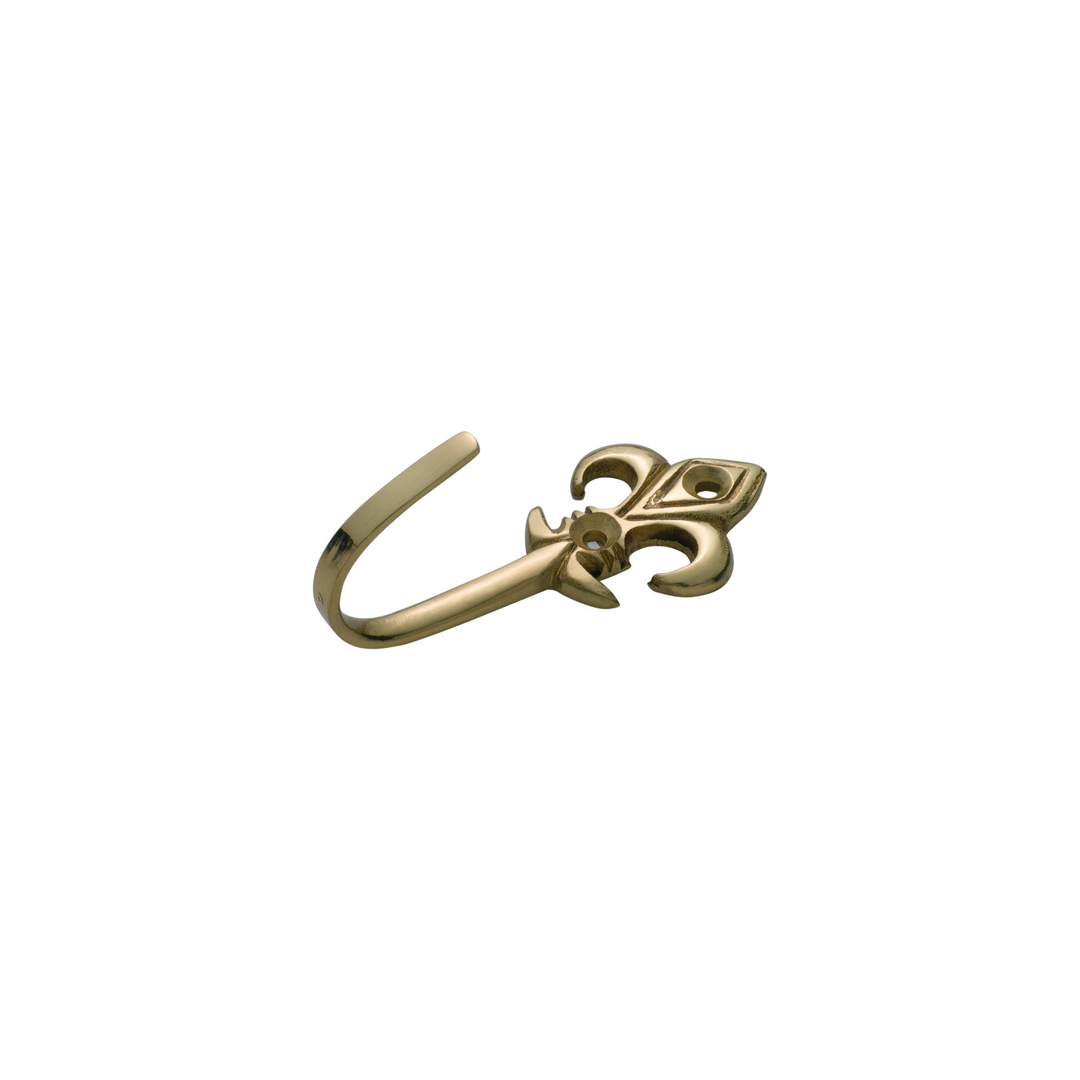 Fleur-de-Lis Hook Polished Brass