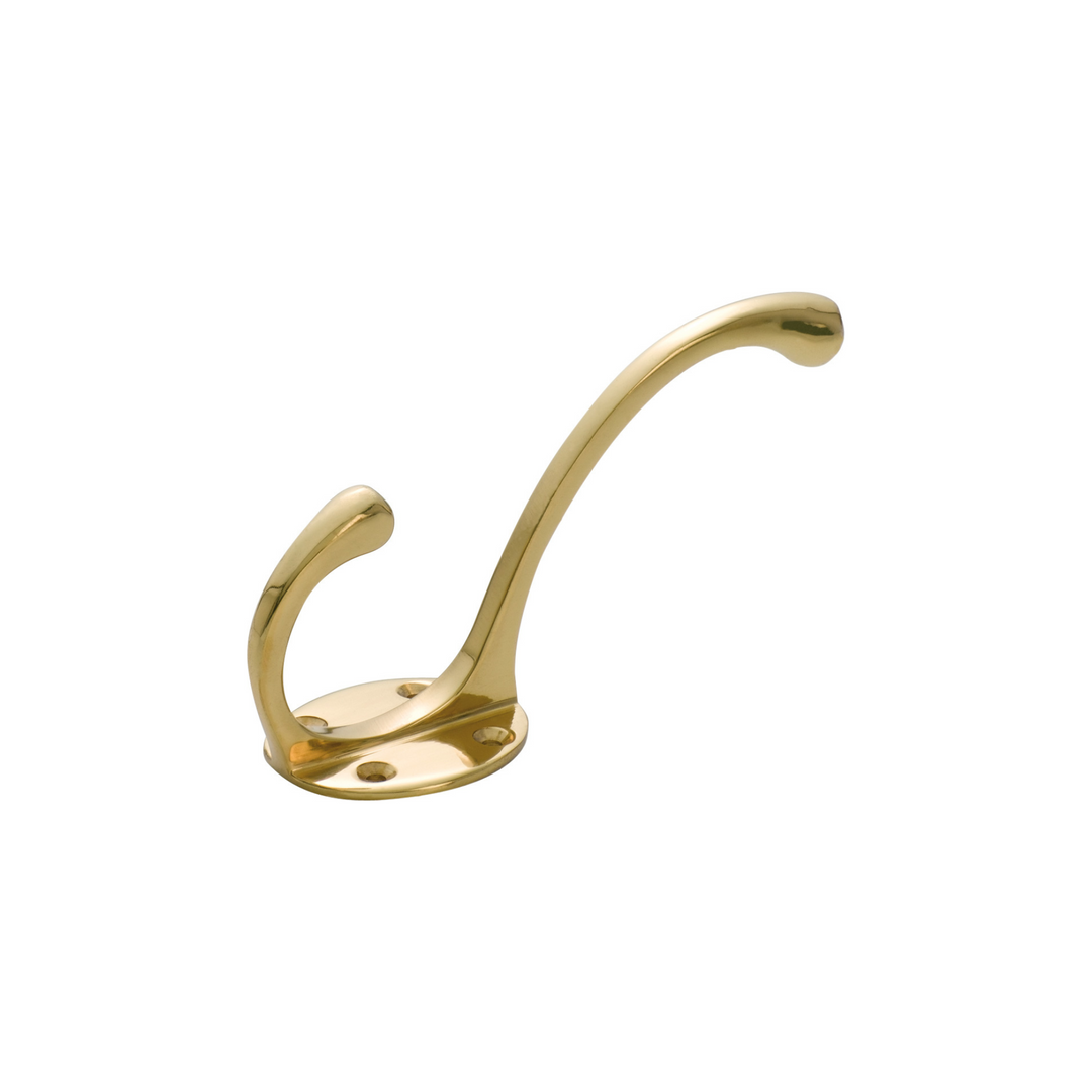 Hat & Coat Hook - Victorian Large Polished Brass