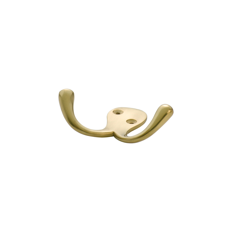 Double Robe Hook Polished Brass