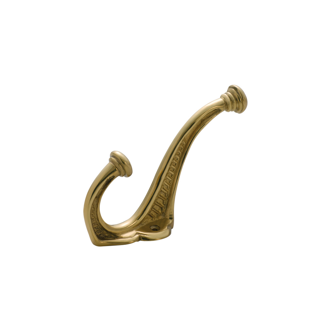 Hat & Coat Hook - Edwardian Polished Brass