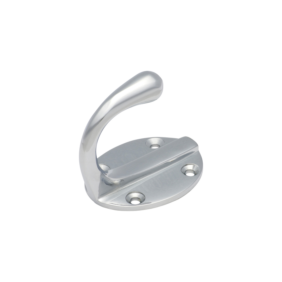 Single Robe Hook - Oval Polished Chrome