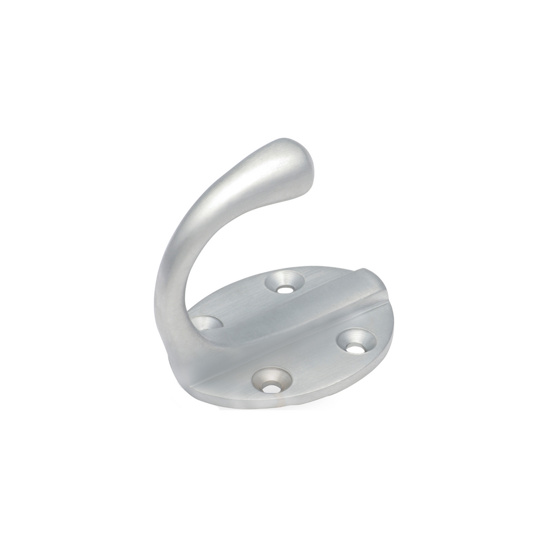 Single Robe Hook - Oval Satin Chrome