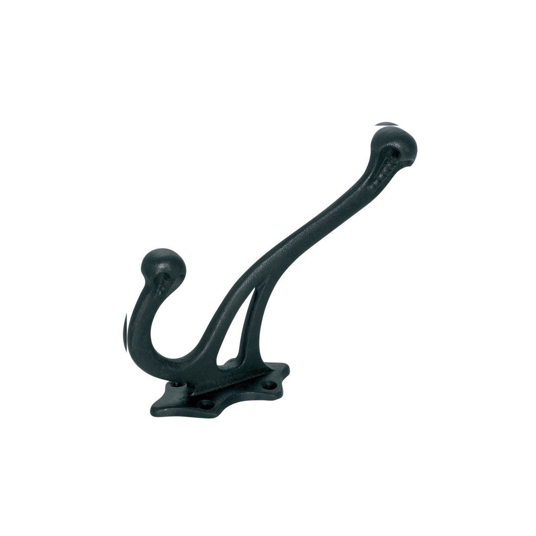 Hat & Coat Hook - Victorian Iron Matt Black