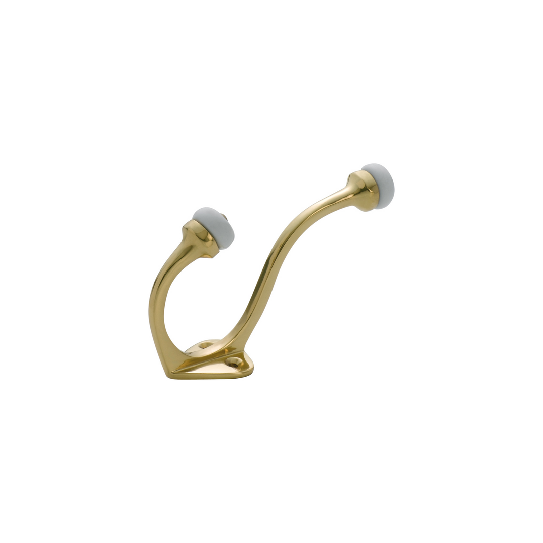 Hat & Coat Hook - Porcelain Tip Polished Brass