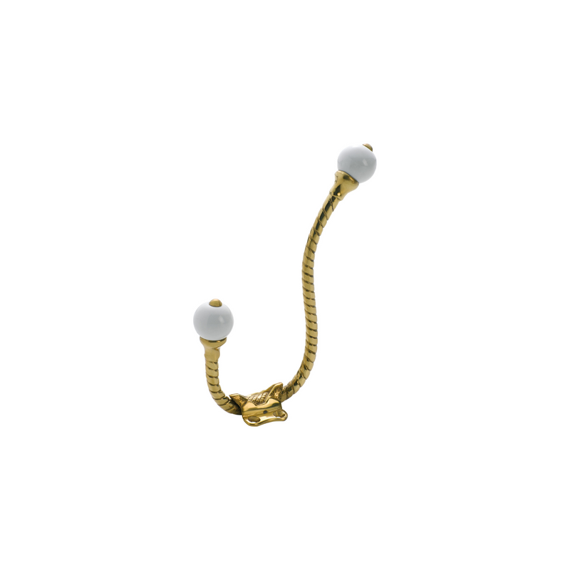 Hat & Coat Hook - Porcelain Tip Rope Polished Brass