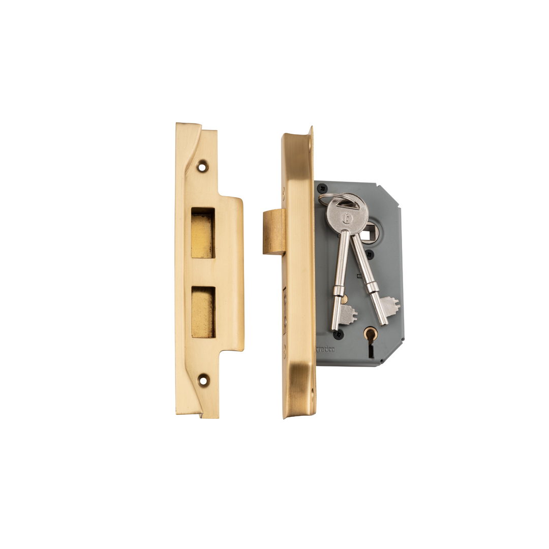 Rebated 5 Lever Mortice Lock Satin Brass 46mm