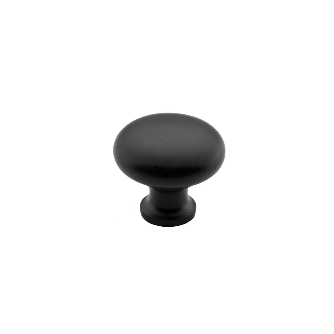 Cupboard Knob Round Matt Black 25mm