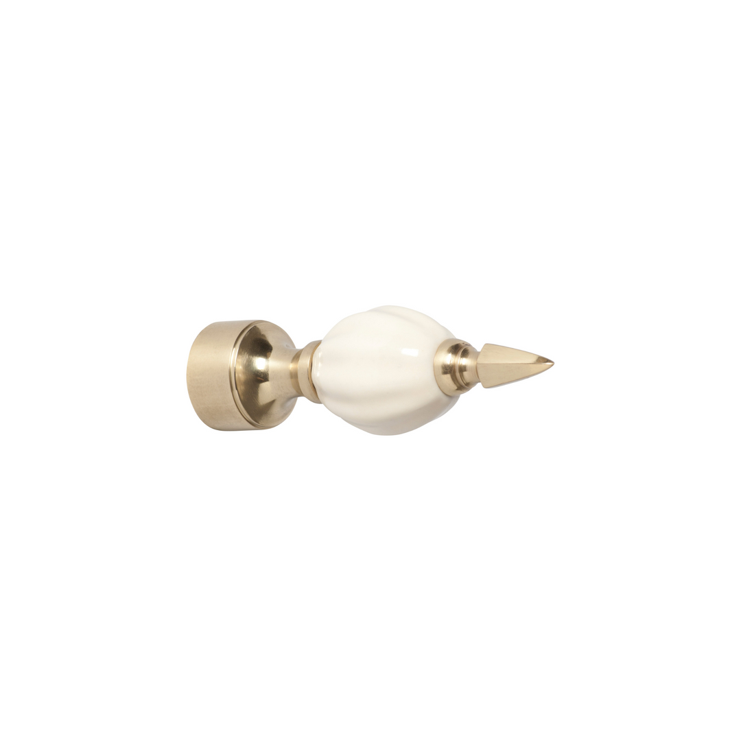 Finial Porcelain Ball Polished Brass