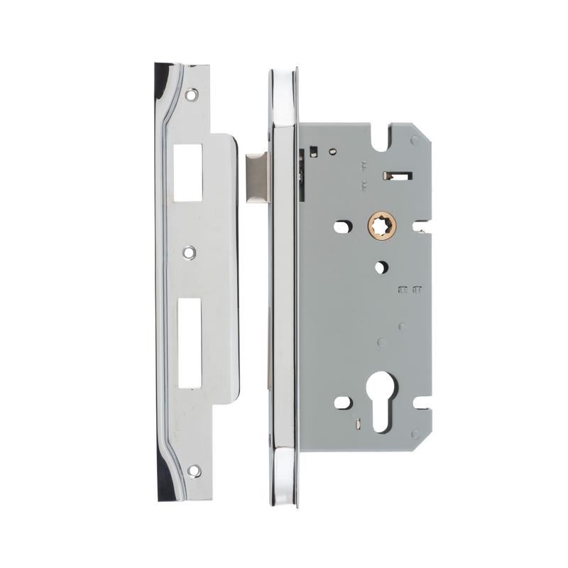 85mm Euro Lock Rebated Polished Chrome 60mm