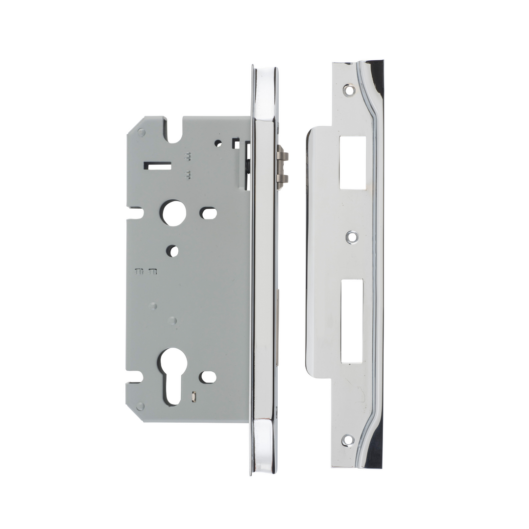 Euro Roller Lock Rebated Polished Chrome 60mm
