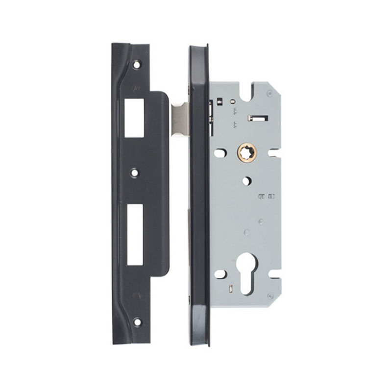 85mm Euro Lock Rebated Matt Black 45mm