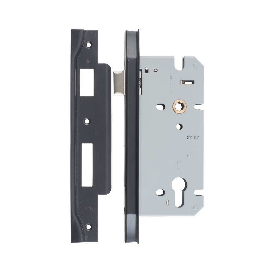 85mm Euro Lock Rebated Matt Black 60mm