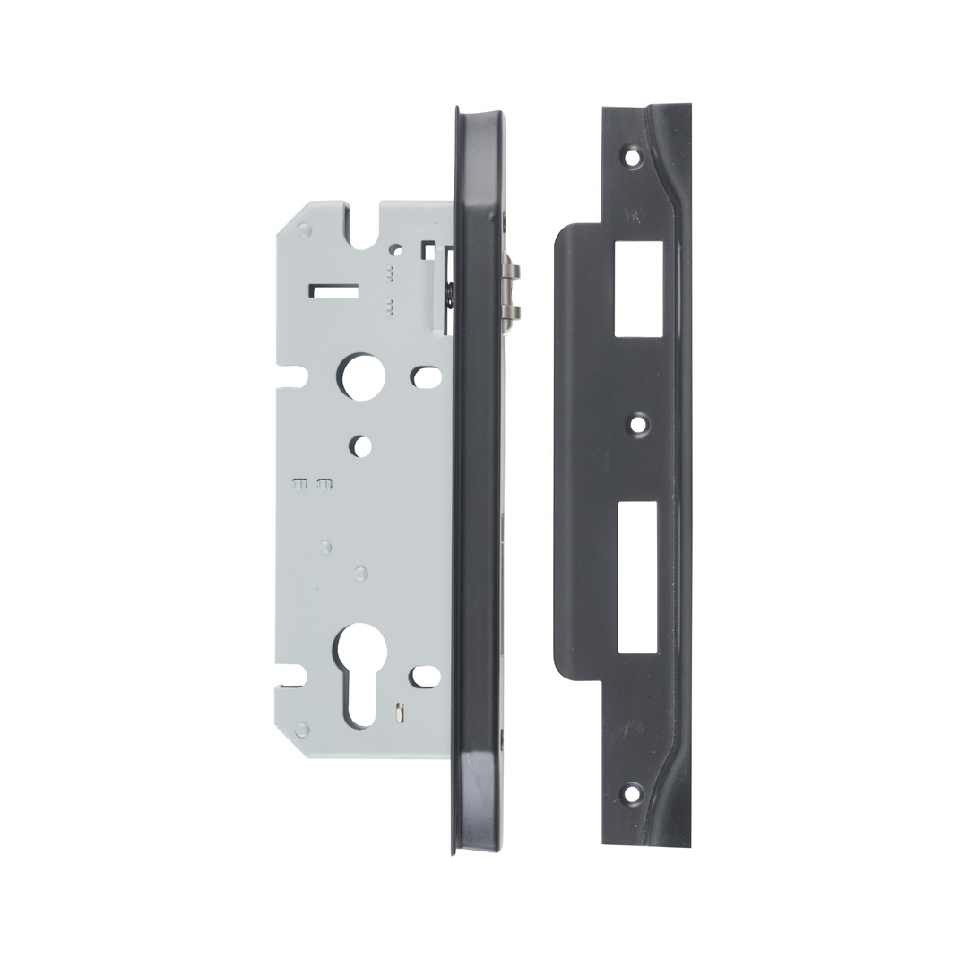 Euro Roller Lock Rebated Matt Black 45mm