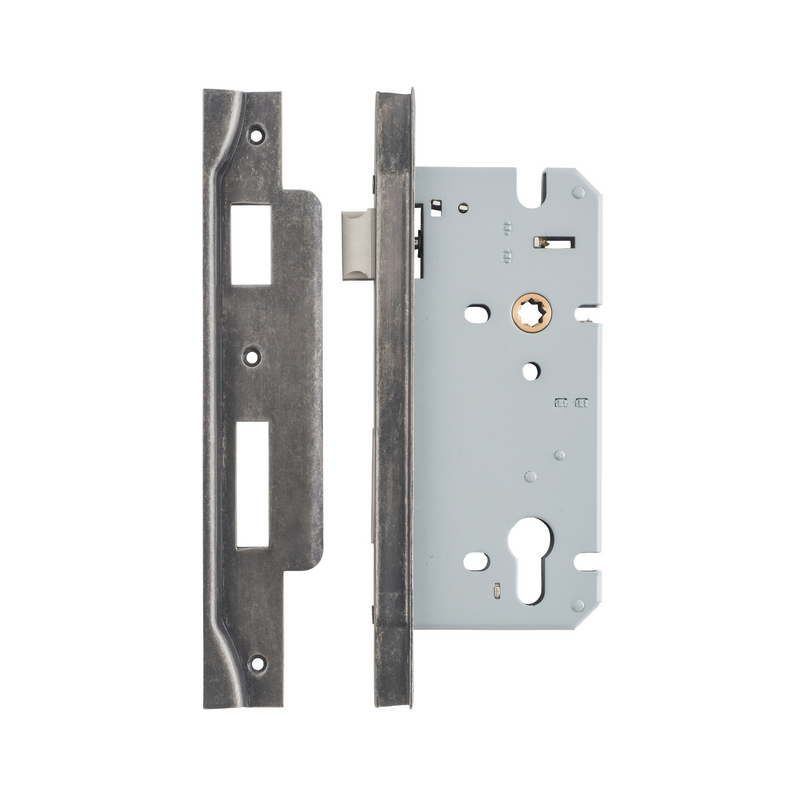 85mm Euro Lock Rebated Distressed Nickel 60mm