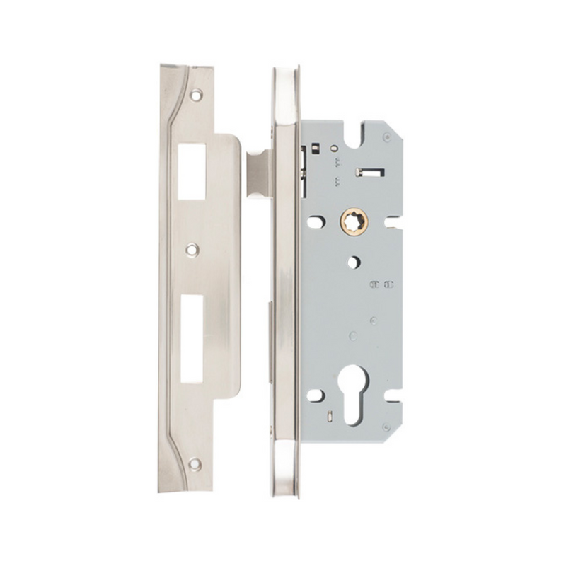 85mm Euro Lock Rebated Satin Nickel 45mm