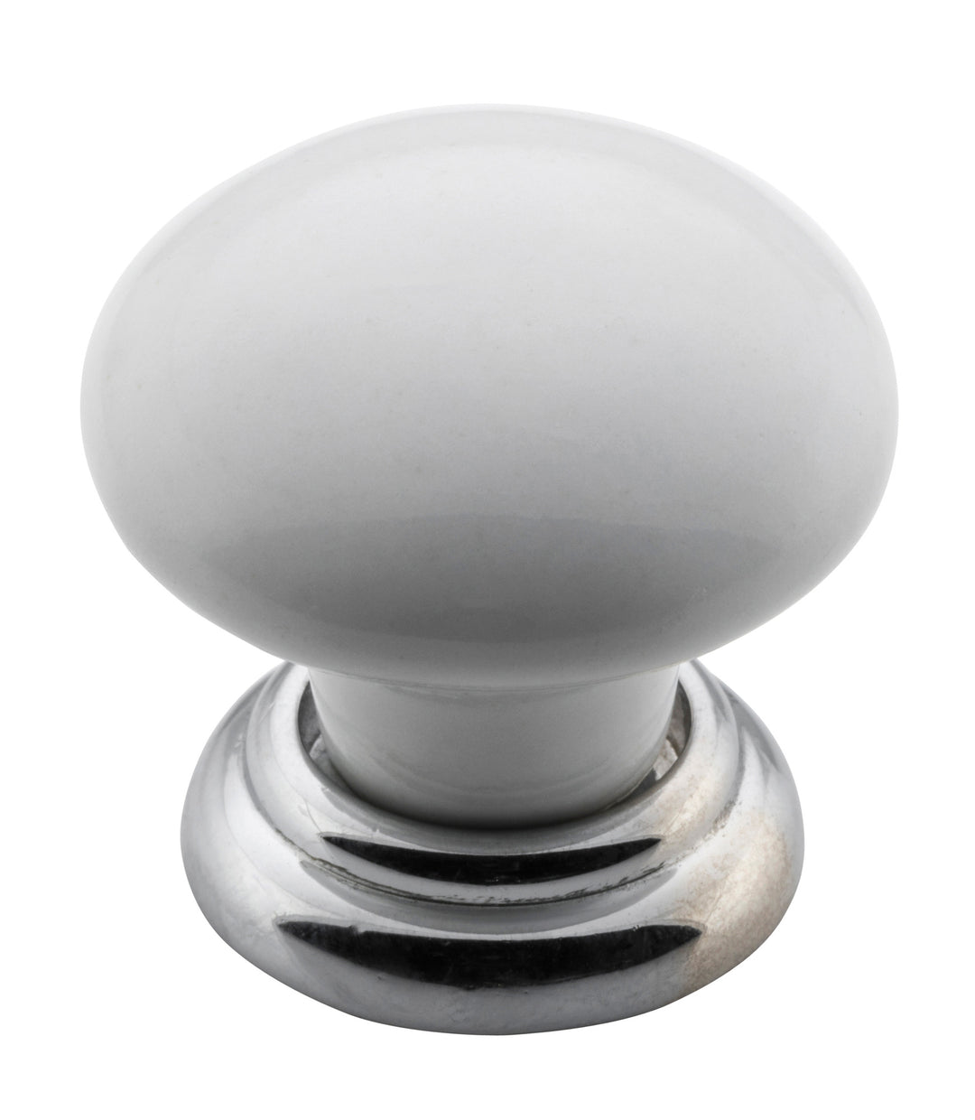 Cupboard Knob White Porcelain/Polished Chrome 32mm