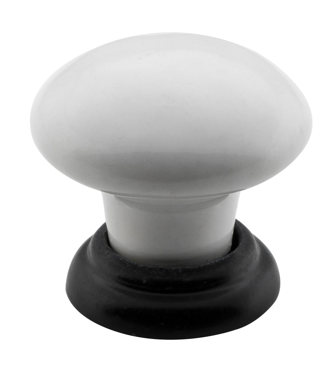 Cupboard Knob White Porcelain/Matt Black 32mm